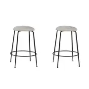 HomeStar Set Of 2 Lida Modern Fabric Kitchen Bar Stool W/ Black Metal Legs - Grey