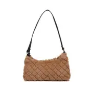 Female Casual Underarm Bag Lattice Pattern Hobos Autumn Plush Top-handle Clutch Fashion Exquisite Shopping Bag