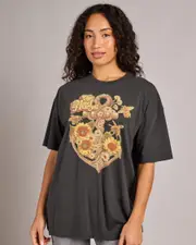 [The Mad Hueys] The Mad Hueys Women's Sunflower Anchor T-Shirt in Vintage Black Size XL XL Vintage Black