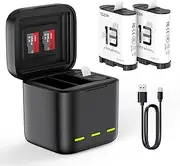 TELESIN Enduro Battery Kit for Go Pro 13(1*Battery Charger+2*Battery), Long-Lasting Large Capacity Like Original Enduro Batteries Support Fast Charging for Go Pro Hero 13 Action Camera Accessories