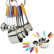 10pcs Stainless Steel Measuring Spoons & Cups Kit
