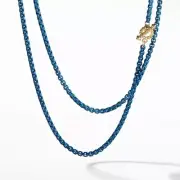 DAVID YURMAN 14K GOLD SS BEL AIRE NAVY BLUE 2.7mm BOX CHAIN NECKLACE