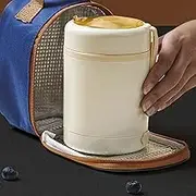 Portable Electric Kettle, 600ML Folding Trave Kettlel Stainless Steel for Tea Brewing,Milk Frothing,Coffee Making. Temperature Settings for Travel,Camping,Office,Home (Beige)