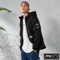 在飛比找momo購物網優惠-【JEEP】男裝 簡約品牌LOGO連帽刷毛外套(黑色)