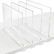 4 Pack Shelf Dividers Closet Shelves for Wood Shelves Cabinets Bedroom Organization and Storage, Clear Acrylic