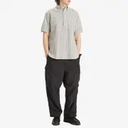 Beams Plus Button Down Popover Short Sleeve Seersucker Shirt
