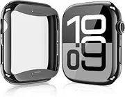 JULK [2 Pack for Apple Watch Case Series 10 (2024) 42mm, Full-Body Soft TPU Screen Protector Case, Ultra-Thin Protective Cover, All-Around Shockproof Guard (42mm, 1 Black + 1 Clear)