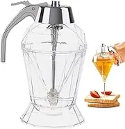 Honey Dispenser No Drip Glass with Stand, 8 oz Press Maple Syrup Dispenser with Handle, Clear Honey Comb Shaped Honey Pot, Juice Squeeze Dispenser, Honey Pot Kitchen Tools