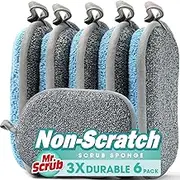 Sponges Kitchen Dish Sponge for Washing Dishes Cleaning Kitchen, All-Purpose, 6 Pack, Non Scratch, Rough Scrubbers Side for Non-Stick Cookware, Soft Microfiber Scrub Side for Dishes,