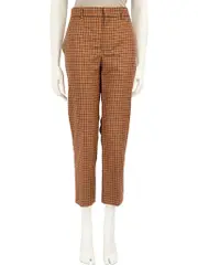 Brown Checkered Tapered Trousers
