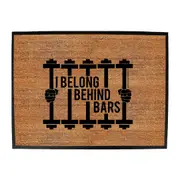 Gym Swps I Belong Behind Bars Dumbell - Funny Novelty Doormat Man Cave Floor mat