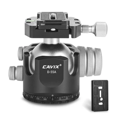 55mm Ball Head, Low Profile Ball Head Heavy Duty 360 Degree Tripod Head, Alum...