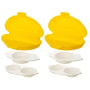 2x Progressive 21cm 4-in-1 Microwave Egg Cooker Kitchen Gadget Food Steamer YLLW