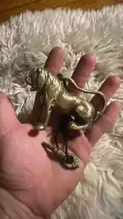Vintage Brass Lion Shape Lock -Animal Figurative Brass Collectible Old Safety