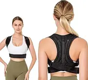 Posture Corrector for Adults and Kids| Breathable Back Straightener|Shoulder Brace Adjustable| Back BRAC|Posture Trainer Providing Pain Relief| Shoulder Support (Black, XL)