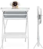 Beberoad Pets 2 in 1 Dog Bath Tub Dog Washing Station for Bathing and Grooming, Elevated Collapsible Foldable Portable Shower Bathtub for Small Dogs Cats Pet, Indoor and Outdoor