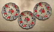 Rachel Ashwell The Prairie Red Blue Floral MELAMINE Dinner Plates Set 3