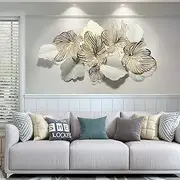 Metal Leaf Wall Decor 3D Minimalist Plant Metal Wall Art Decorations Hanging for Home Indoor Bedroom Living Room Wall Sculptures 56 X 24 Inch,B Flower