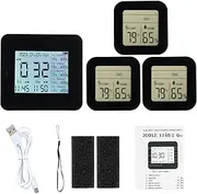 Weather Clock 13-in-1 Digital Hygrometer Indoor Outdoor Thermometer with 3 Remote Sensors Multifunctional Weather Clock Wireless Temperature Humidity Monitor Gauge with 60M Range