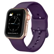 For Apple Watch Series 3,42-mm Case,Pin Buckle Silicone Watch Band,Dark Purple
