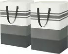 Large Laundry Hamper for Toys 2-Pack 75L Tall Clothes Basket Organizer Grey
