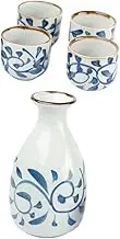 1 Set Japanese Style Ceramic Sake Pot with Assorted Color Cups Workmanship Smooth Rim for Home Bars and Restaurants for Entertaining Guests