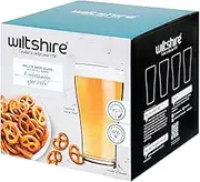 Wiltshire Salute Beer Glasses Set of 4 – 425ml Schooner Glassware Cups for Beer, Crystal Drinking Glass Tumblers, Ideal Pint Glasses for Entertaining or Special Occasion Gifts, Dishwasher Safe