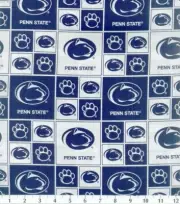 PENN STATE NITTANY LIONS - BLOCK 100% Cotton Fabric 1/4 yd, 9" x 43"