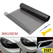 2Set 12"x72" Light Gloss Black Tint Smoke Lens Film Vinyl Wrap Taillight Headlig (for: Porsche)