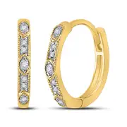 10k Yellow Gold Round Diamond Milgrain Fashion Earrings 1/10 Cttw