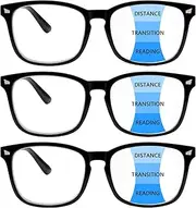 Sumkyle 3 Pack Progressive Multifocal Reading Glasses for Women Men Blue Light Blocking Computer Glasses Spring Hinge Readers