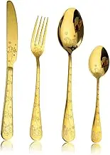 SHOWERORO 1 Set Christmas Cutlery Set Serving Utensils Christmas Christmas Presents Fork Flatware Steak Cutlery Home Steak Dinnerware Christmas Food Tableware Golden Stainless Steel