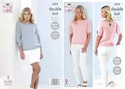 King Cole Ladies Double Knitting Pattern Womens Raglan Sleeve Keyhole Detail Sweater (5374)