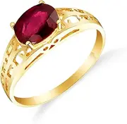 [Galaxy Gold GG] 1.15 ct 14K Solid White Rose Yellow Gold Filigree Solitaire Ring with Ruby