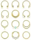 Septum Rings 16g Gold Plated Septum Piercing Nose Ring for Women Clicker Dait...