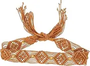 [LIFKOME] 1pc Ethnic Belt Woven Tassel Ladies Retro Plate Trinket Bling Wax Rope Belt Chains Rhinestone For Women Exquisite Western Belt Women White Belt Wooden Beads Brown