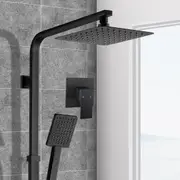 ACA Bathroom 8" Shower Head Handheld Set with Mixer Tap Adjustable Height Wall Rail WELS Black