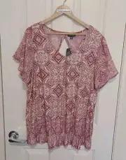 Autograph Size 18 Paisley Top NEW Plus Size Stretch Back Cut Out