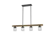 METI Pendant Lamp Light Interior ESx4 Warm Chestnut Wood Bar with Clear Glass L1280mm