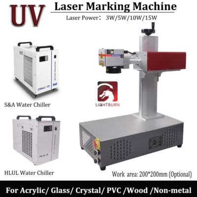 CRS 3W/5W/10W/15W UV Fiber Laser Marking Engraving Etching Machine Water Cooled