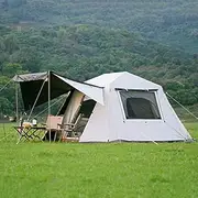 Family Camping Tent, Pop Up Tent 4 Person Family Dome Tent Waterproof Windproof with Roof Skylights, 2 in 1 Double Layers Outdoor Tents for Camping Hi
