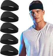 [CellElection] 5 Pack Sports Headband for Men, Breathable Mesh Design, Reused & Washed Mens Headband Sweat Bands for Running Yoga Fitness Workout