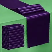 6 Pack Purple Satin Table Runner 12 x 108 Inch Long, Smooth Bright Table Runners Silky Satin Cloth Table Runners for Wedding Dining Graduations Party Decorations