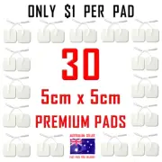 TENS ELECTRODE PADS 5cm x 5cm x 30 PADS - PERFECT for ALL PIN TYPE CABLES ⭐⭐⭐⭐⭐