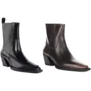 Vagabond Alina Leather Pointed Side Zip Heeled Womens Boots Brown Size 3 - 8