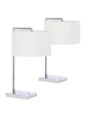 Maya 1 Light Table Lamp in Chrome, 2 Pack, with USB