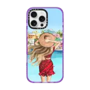 iPhone 16 Pro Max Impact Case Vacation Girl (Fair Complexion) Fashion Illustration Case