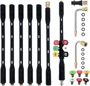 10 Pcs Pressure Washer Extension Wand with Karcher Adapter Compatible for Karcher K Series K2 K3 K4 K5 K6 K7, 4000PSI Gutter Cleaning Tools Extension Lance, 1/4 Inch Quick Connect, with 6 Nozzle Tips