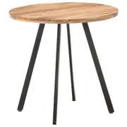 Round Dining Table 80cm Solid Acacia Wood Top Industrial Style Kitchen Furniture