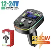 Wireless Bluetooth 5.0 Handsfree FM Transmitter PD 20W Fast Charger Car Adapter